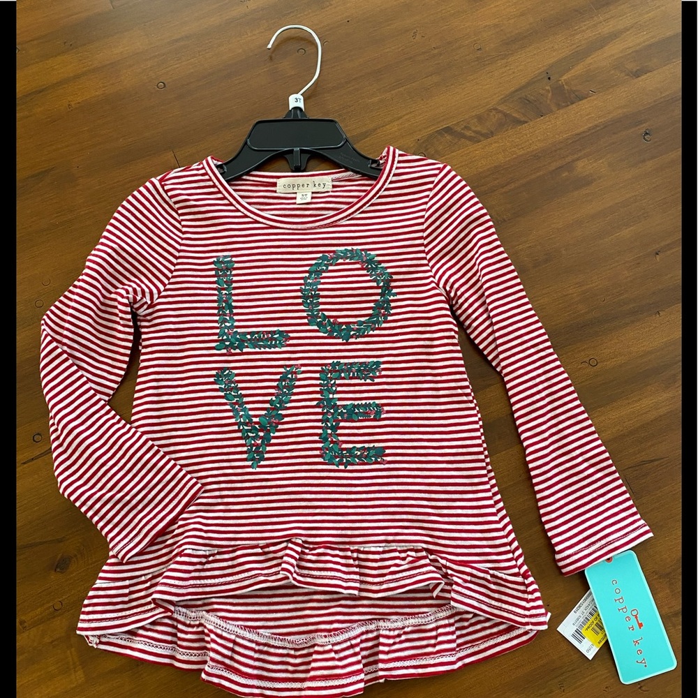 Little girls valentine shirt, size 3t or 5T